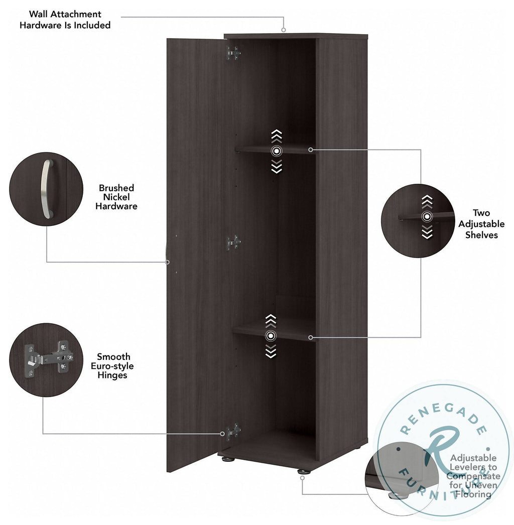 Storm Gray Tall Narrow Storage Cabinet with Door and Shelves T224