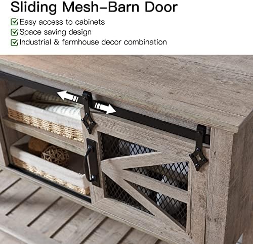 Entryway Table with Sliding Barn Doors, Farmhouse Console Table N27421