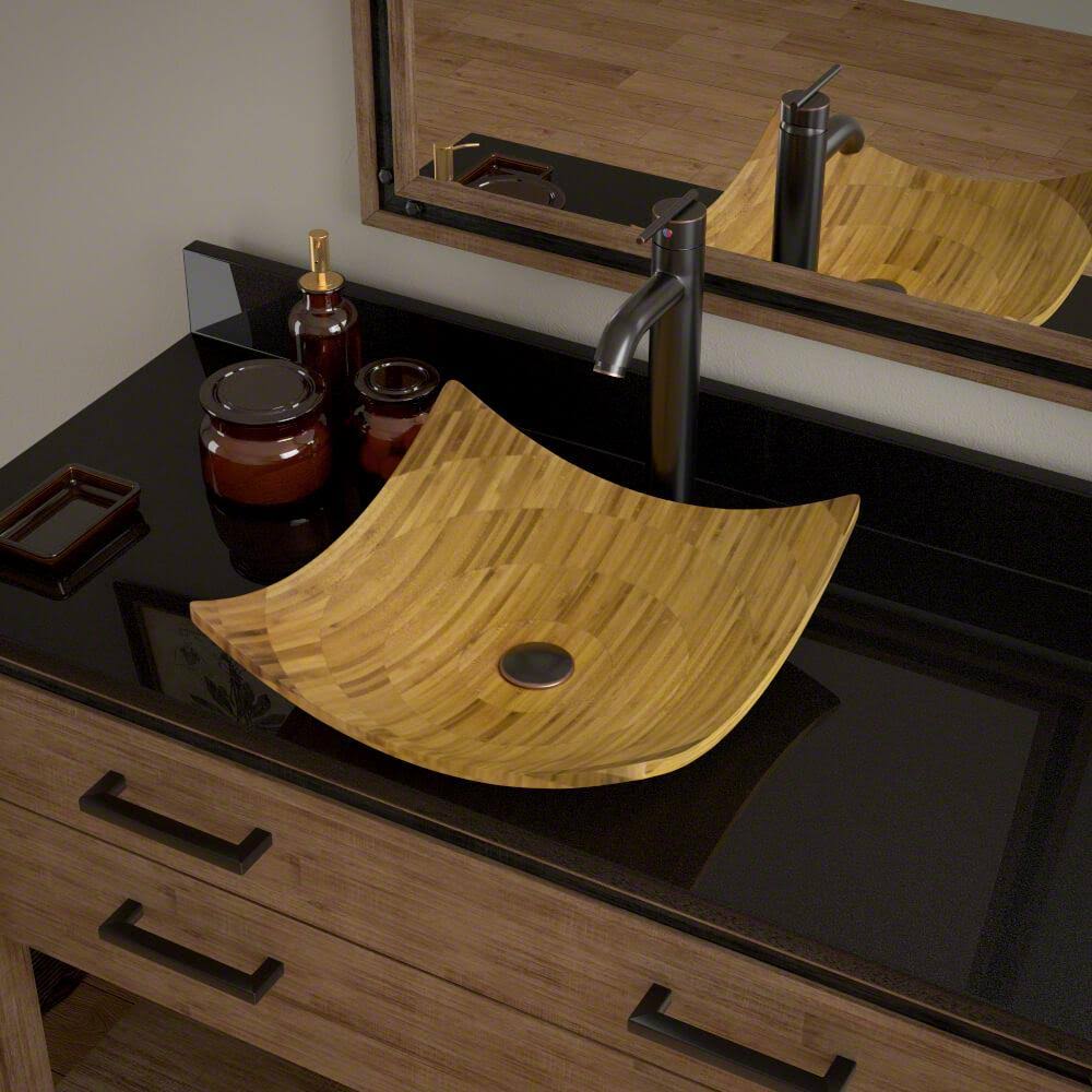 Bamboo Vessel Bathroom Sink with Faucet in Antique Bronze U832