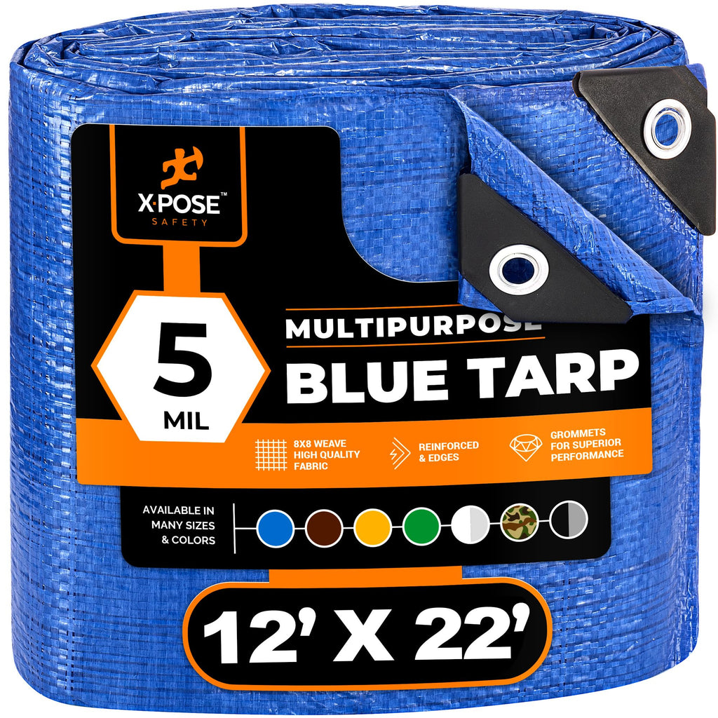 Poly Tarp 12' x 22' - 5 Mil Thick Polyethylene Protective Cover U9318