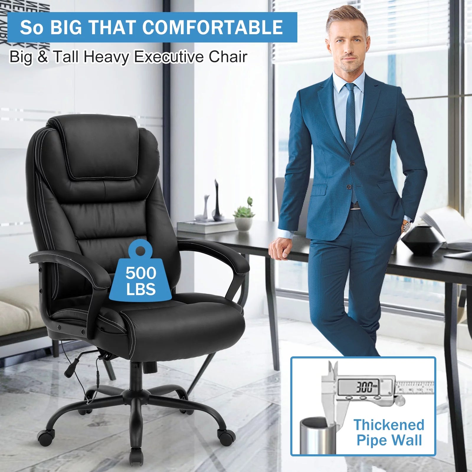 Heavy Duty Ergonomic Office Chair 500 lbs Capacity with Massage R228