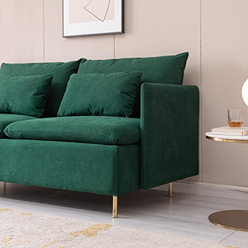 Green Cotton Linen 2-Seat Loveseat Couch O71835
