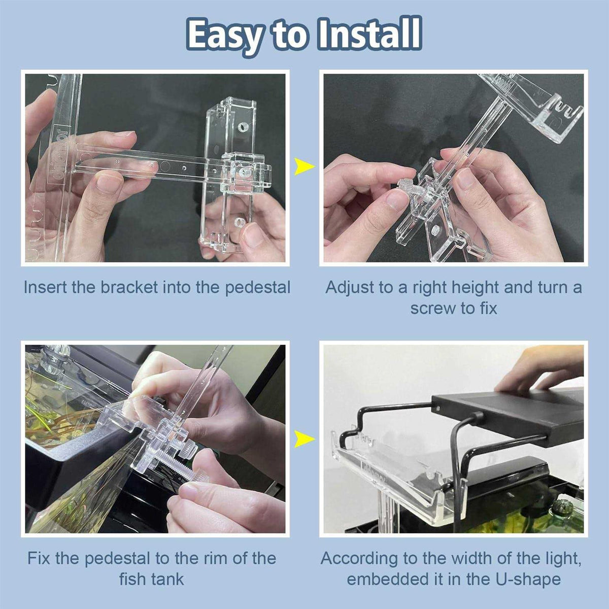 2pcs Clear Acrylic Aquarium Light Stand G180