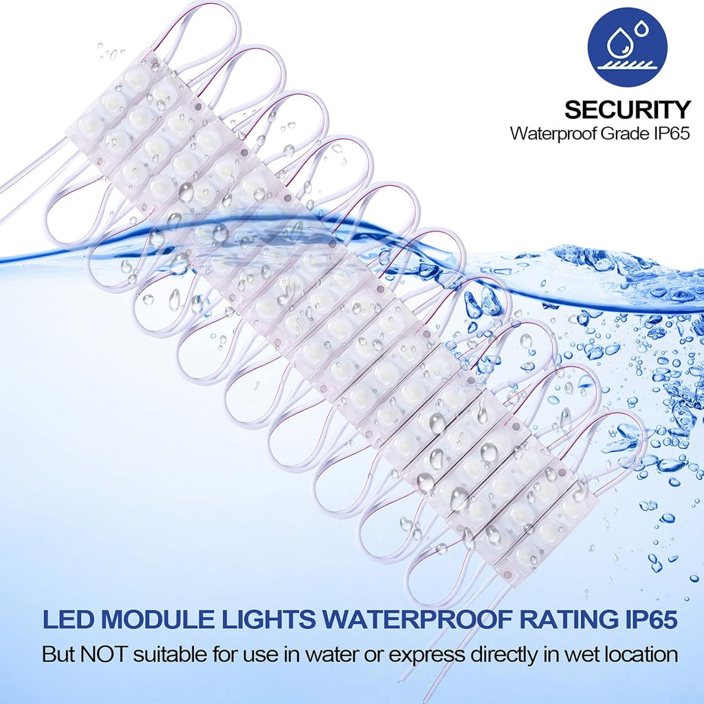 200 Pcs Waterproof LED Module Lights, 0.72W DC12V 6500K, White Light Pack of 2 W52536