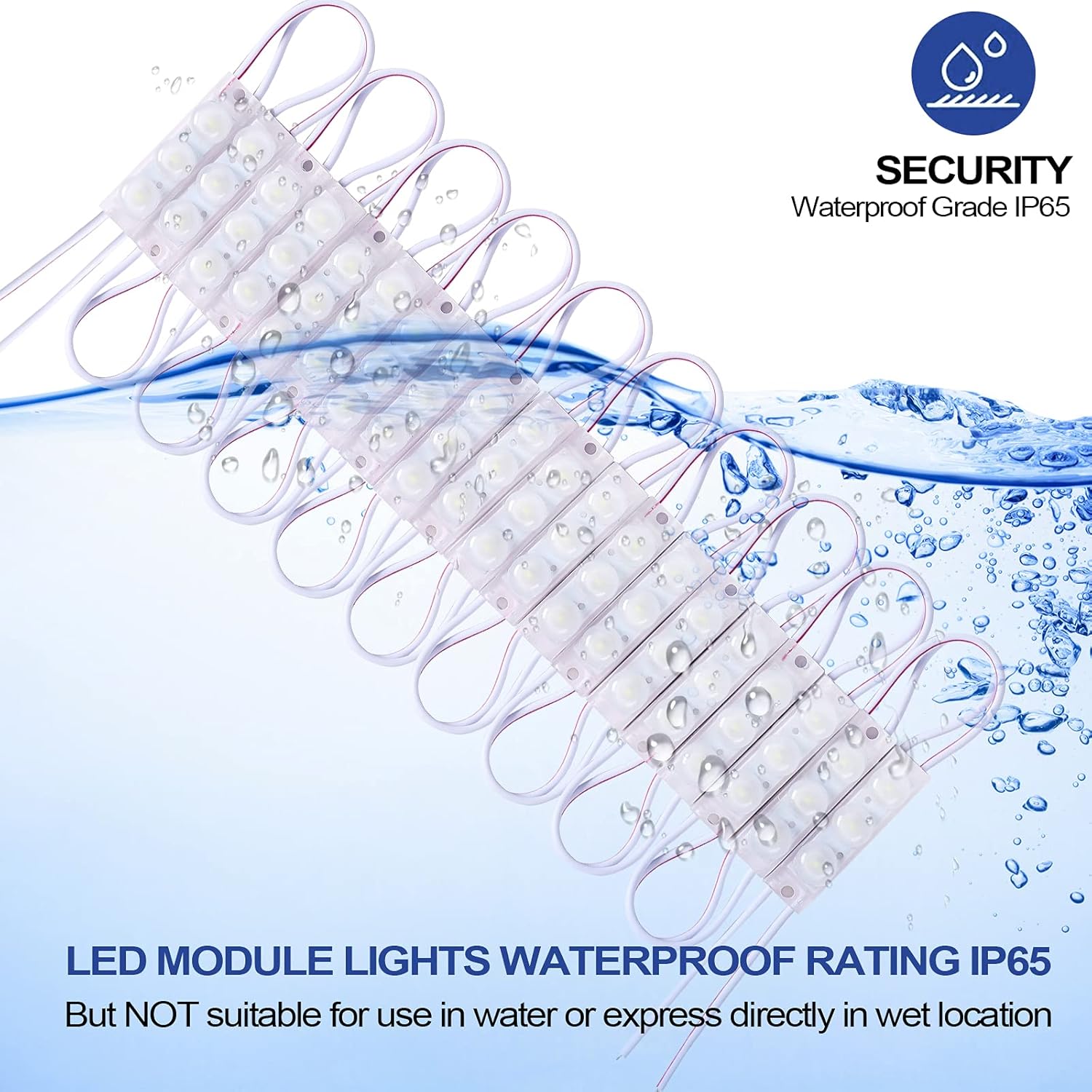 200 Pcs Waterproof LED Module Lights, 0.72W DC12V 6500K, White Light Pack of 2 W52536