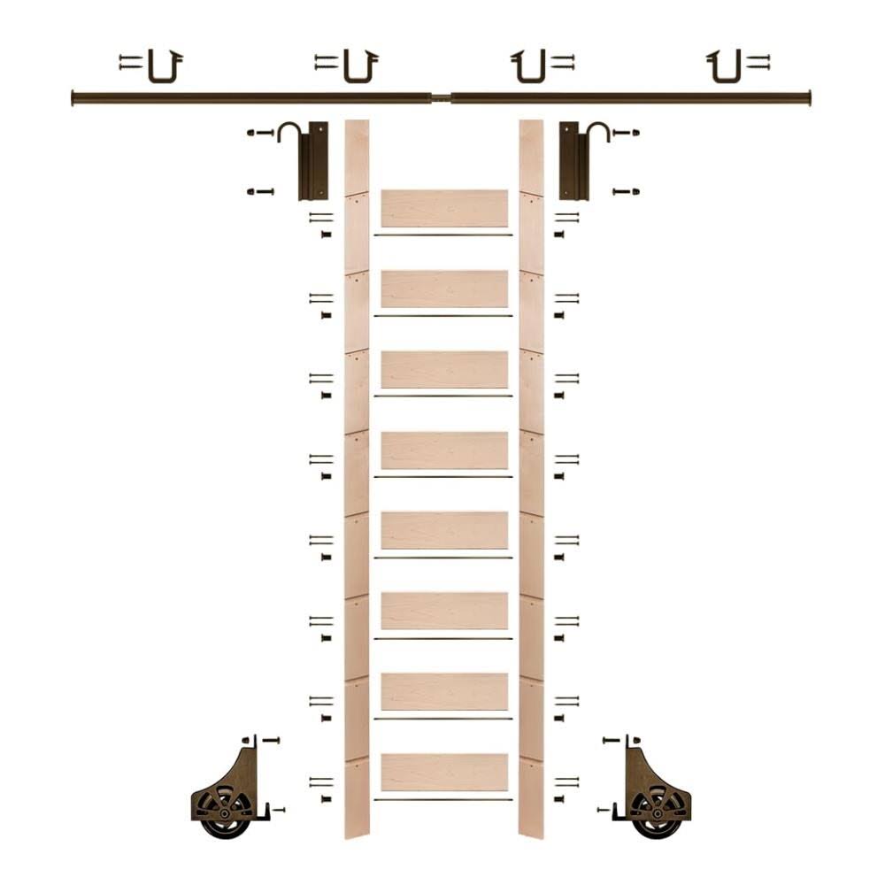 107 in. Un-Finished Maple Library Ladder Kit with 8 ft. Rail L73494