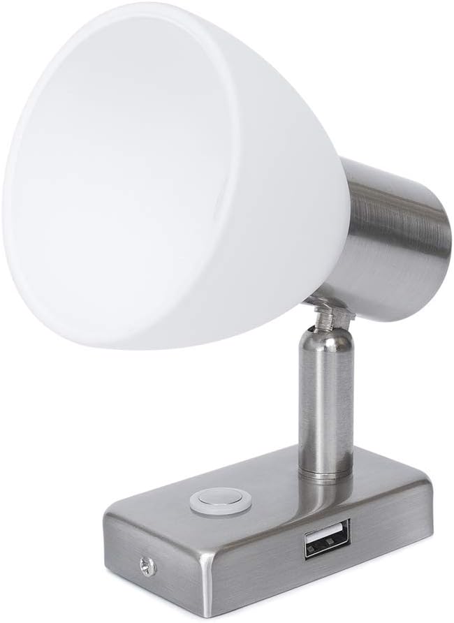 12V 3W Dimmable LED RV Reading Light with USB Port Touch Switch Warm Two Pack Y64232