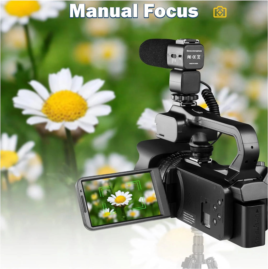 4k Video Camera Camcorder with 18X Digital Zoom, 64MP, 4.0-inch Rotating Touchscreen, 64GB SD Card, Black Q511