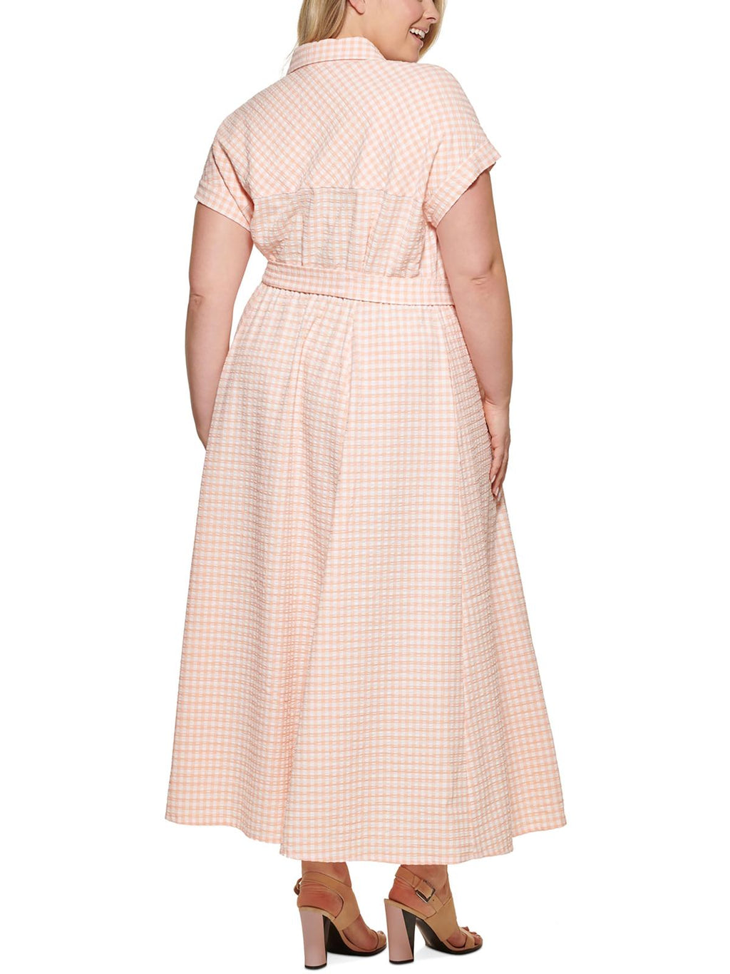 Gingham Seersucker Shirtdress D5939
