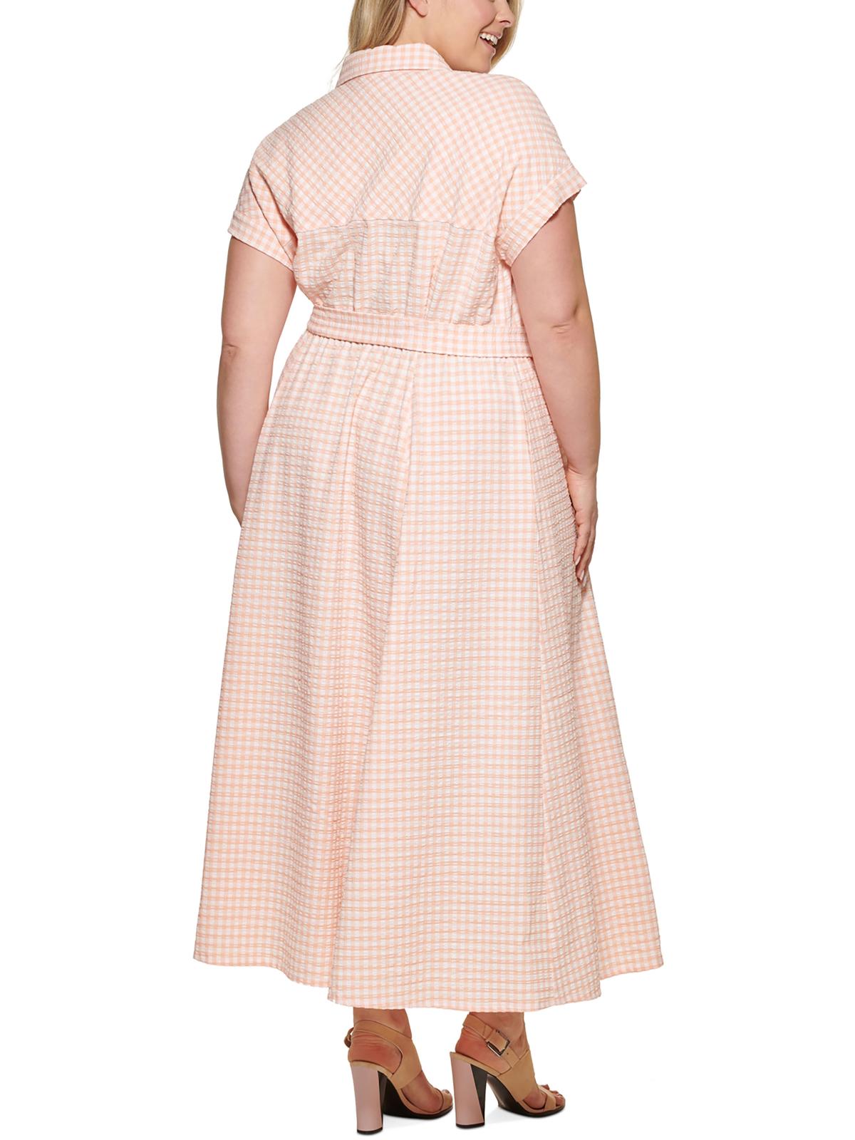 Gingham Seersucker Shirtdress D5939
