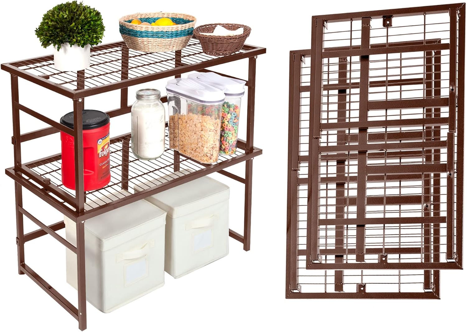 Stackable Steel Storage Shelf 2-Pack White A2515