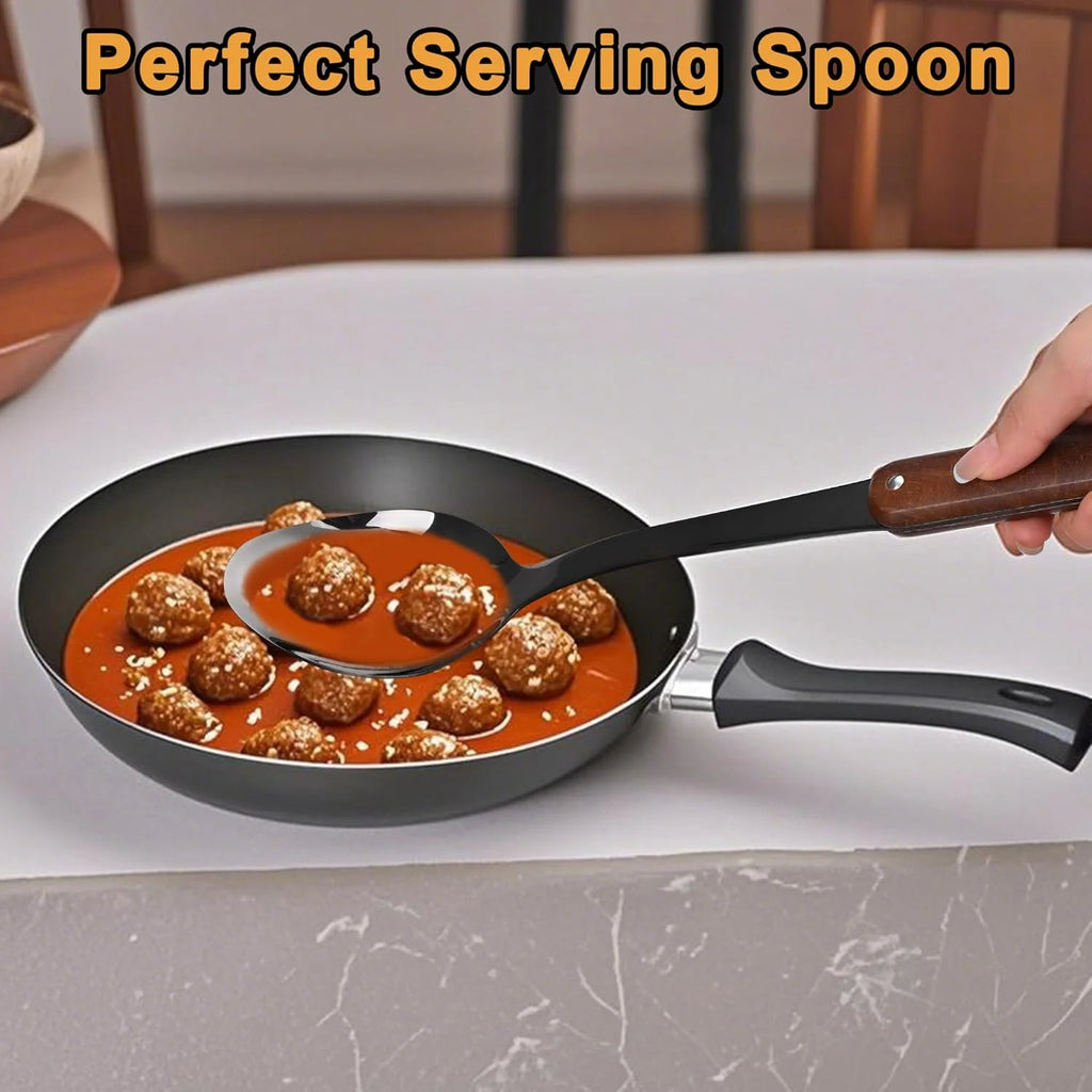 6 Piece Stainless Steel Kitchen Utensil Set with Wooden Handle E372358