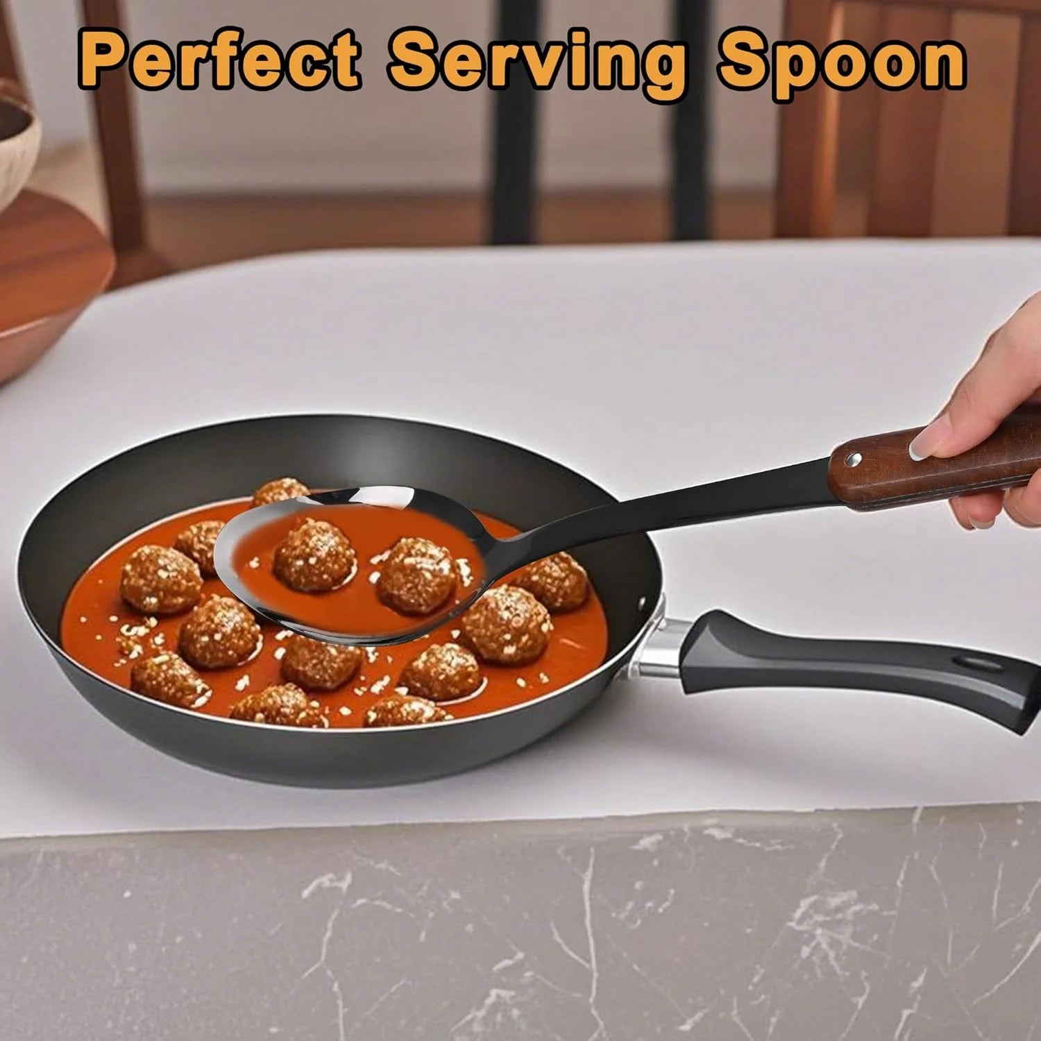 6 Piece Stainless Steel Kitchen Utensil Set with Wooden Handle E372358