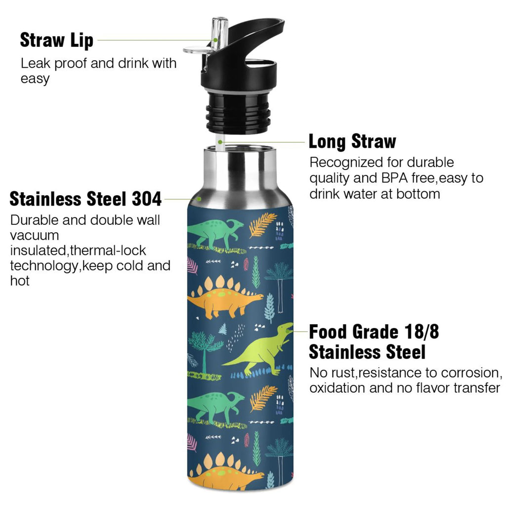 Stainless Steel Water Bottle with Straw Lid Vacuum Insulated 20 OZ V60744
