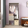 Wooden Closet System with 4 Drawers and Shelves and 2 Hanging Rods S13576