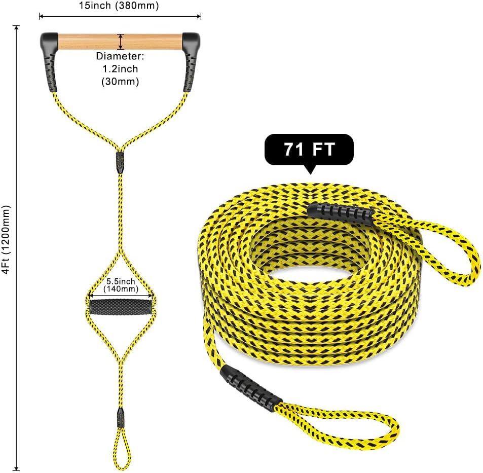 75 ft 2 Section Boat Tow Rope with Wood Handle, Pack of 2 R69219