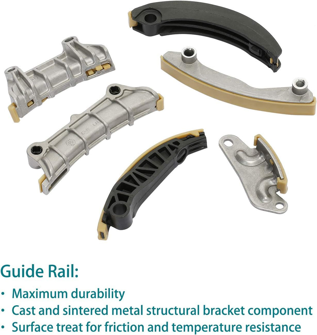 Timing Chain Kit with Tensioner Guide Rail Sprocket I785298