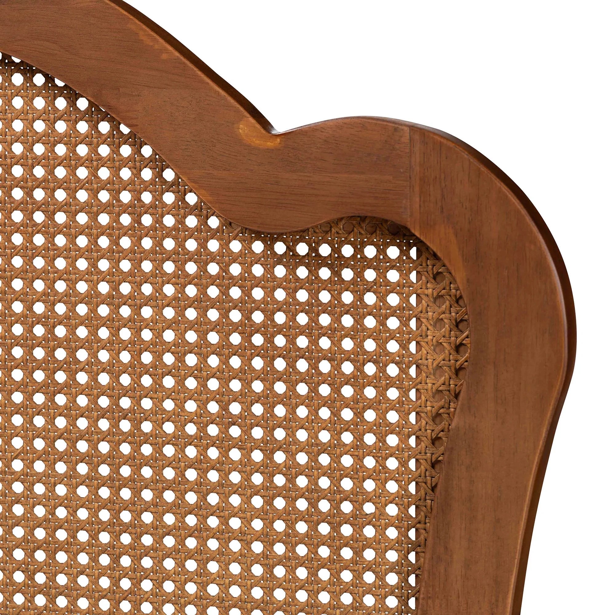 Ash Walnut Finished Wood Queen Size Headboard with Rattan X154645