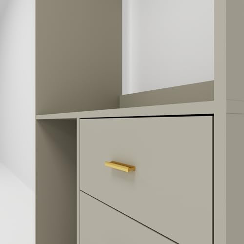 Wooden Closet System with 4 Drawers and Shelves and 2 Hanging Rods S13576