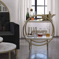 White Marble Round Bar Cart U241766