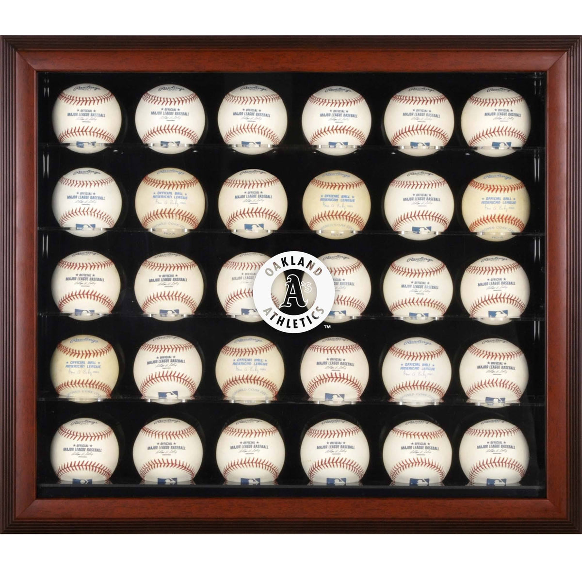 Mahogany Framed 30-Ball Display Case U9847