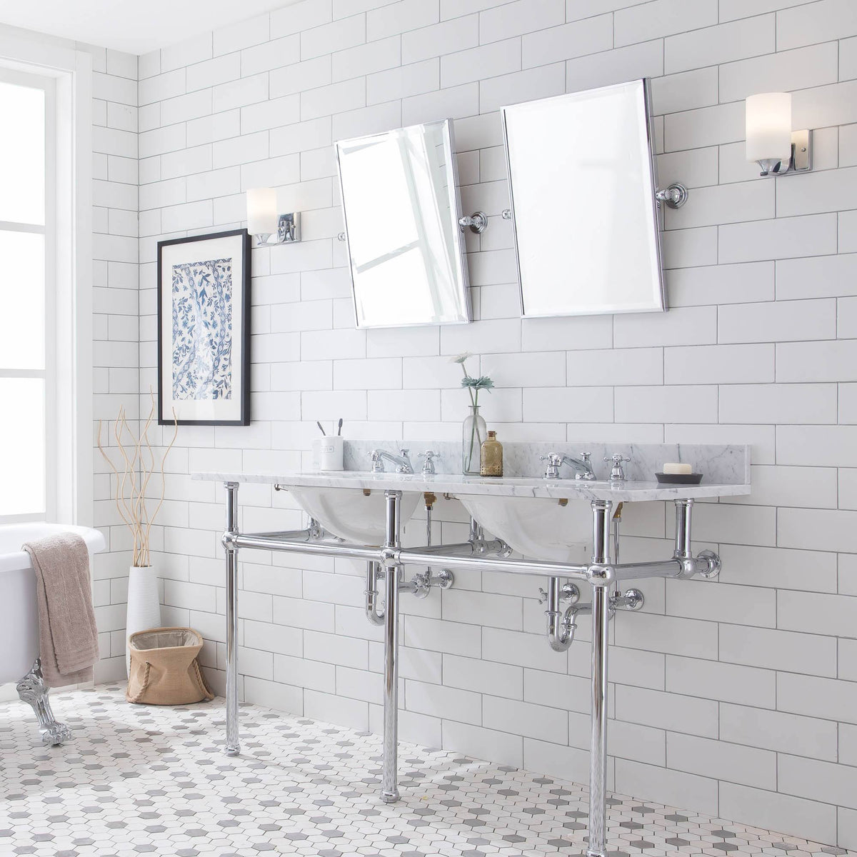 60x22 Double Wash Stand in Chrome P62699