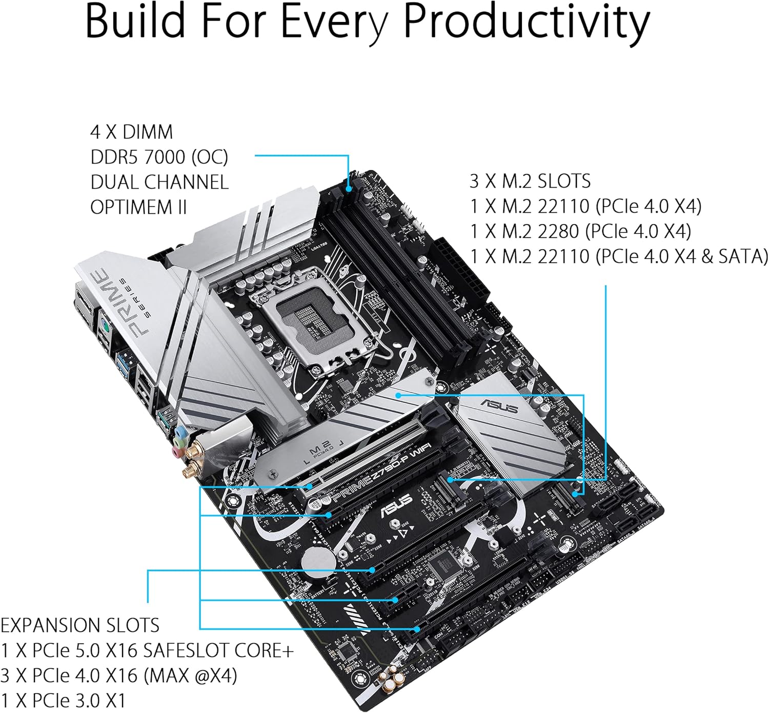 Z790 ATX Motherboard with WiFi 6, PCIe 5.0, DDR5, 3X M.2, Thunderbolt 4, 2.5Gb LAN E612453