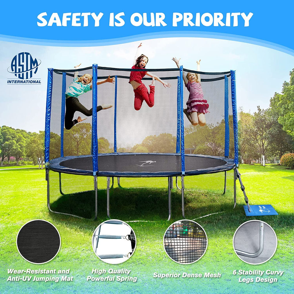 Blue 15FT Trampoline with Basketball Hoop W104