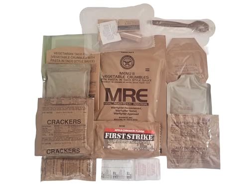 MRE Meal Ready to Eat with Entree, Snacks, Dessert, Drink Mix, Utensils, Condiments and FRH X117