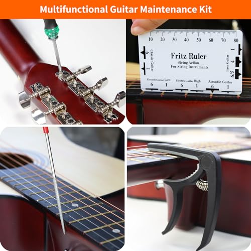 106 Pcs Guitar Tool Kit with Capo Strings Picks Bridge Pins Gauge M698963
