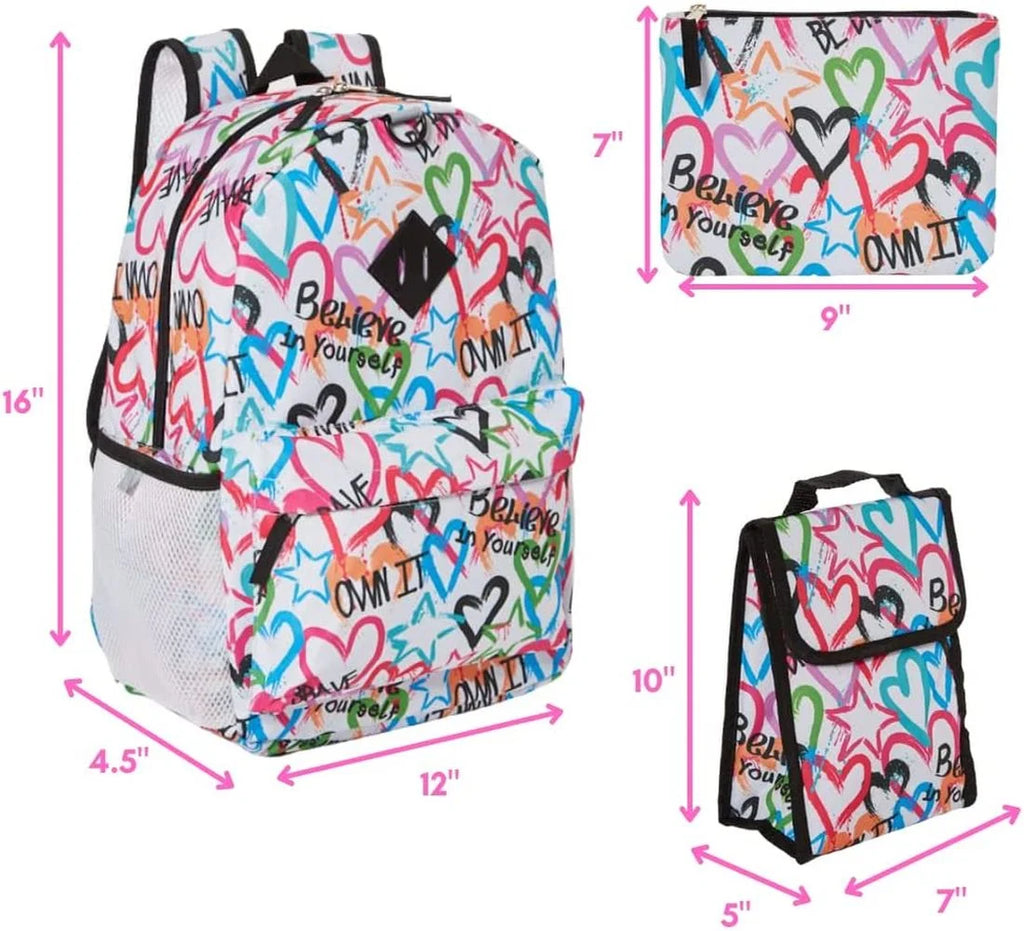 6 Piece Backpack Set with Lunch Box and Water Bottle R693