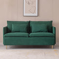 Green Cotton Linen 2-Seat Loveseat Couch O71835