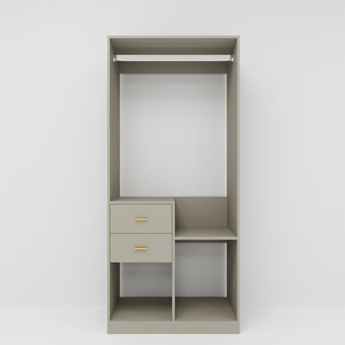 Wooden Closet System with 4 Drawers and Shelves and 2 Hanging Rods S13576
