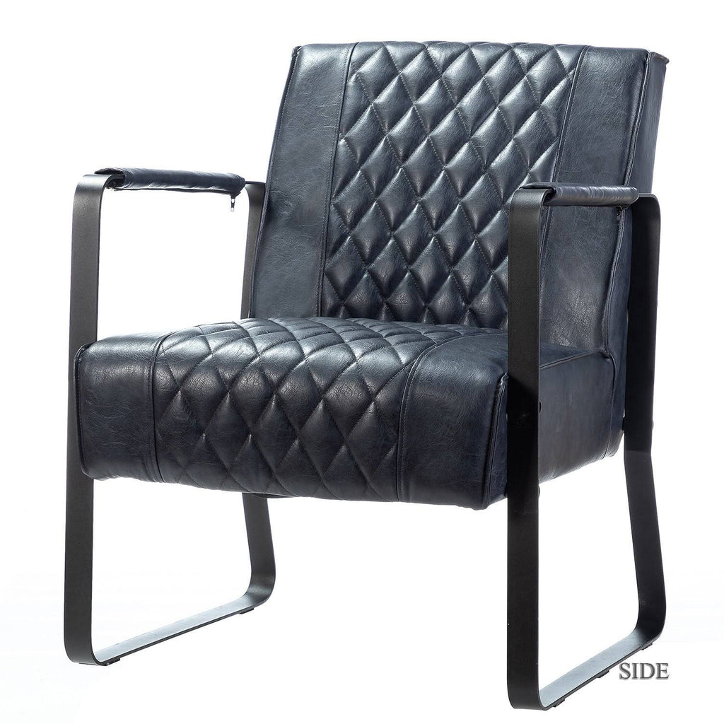 Blue PU Tufted Back Chair U202669