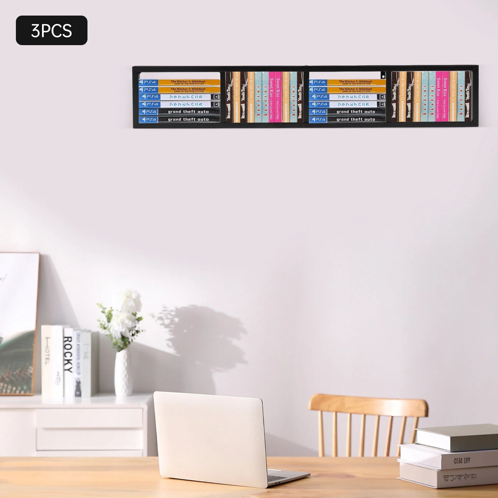 Wall Mount Video Game Storage Shelf CD DVD Media Organizer Rack Holder 34inch O2581