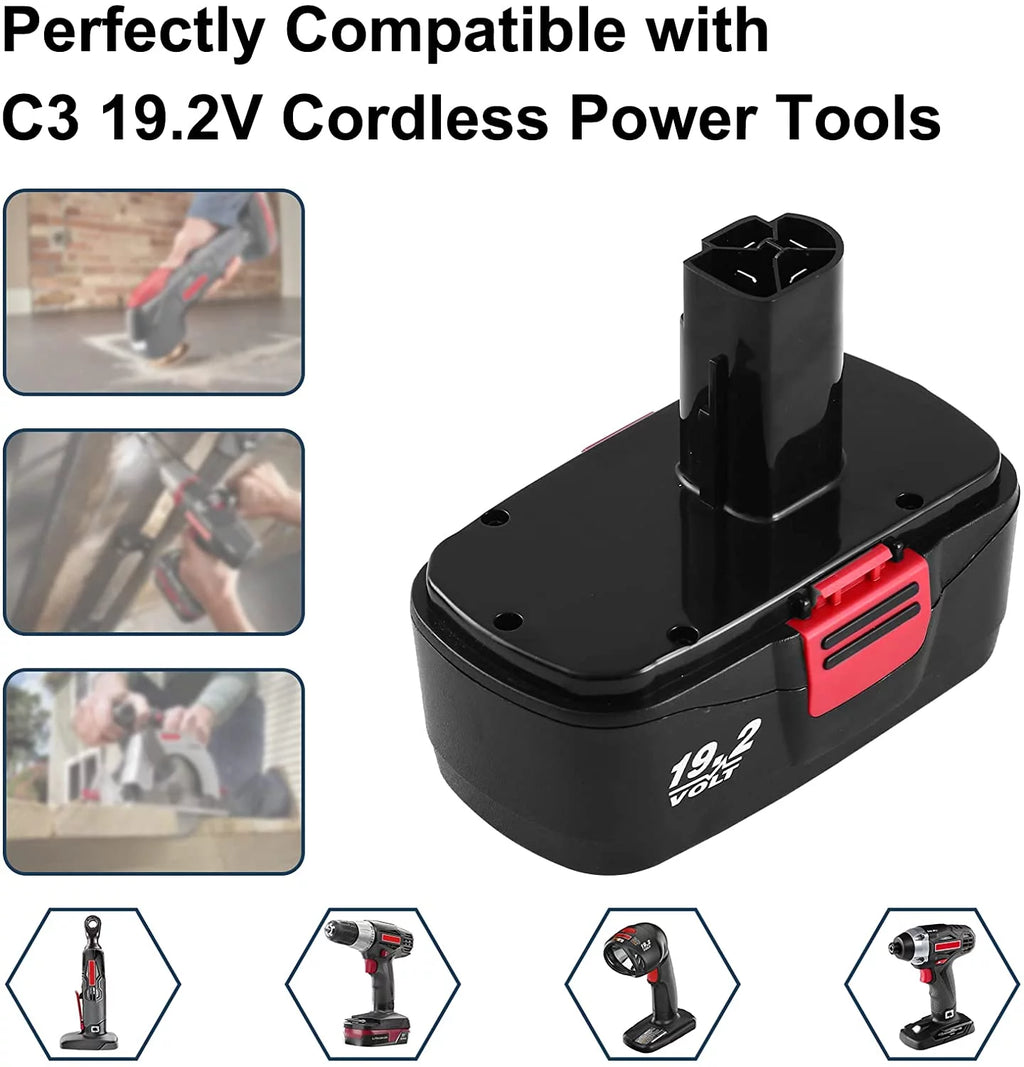 2 Packs Replacement Battery Compatible with Craftsman 19.2 Volt C3 Cordless Tools V666626