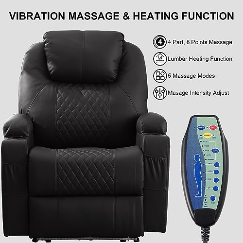 Brown PU Leather Power Recliner Chair with Heat and Massage S130