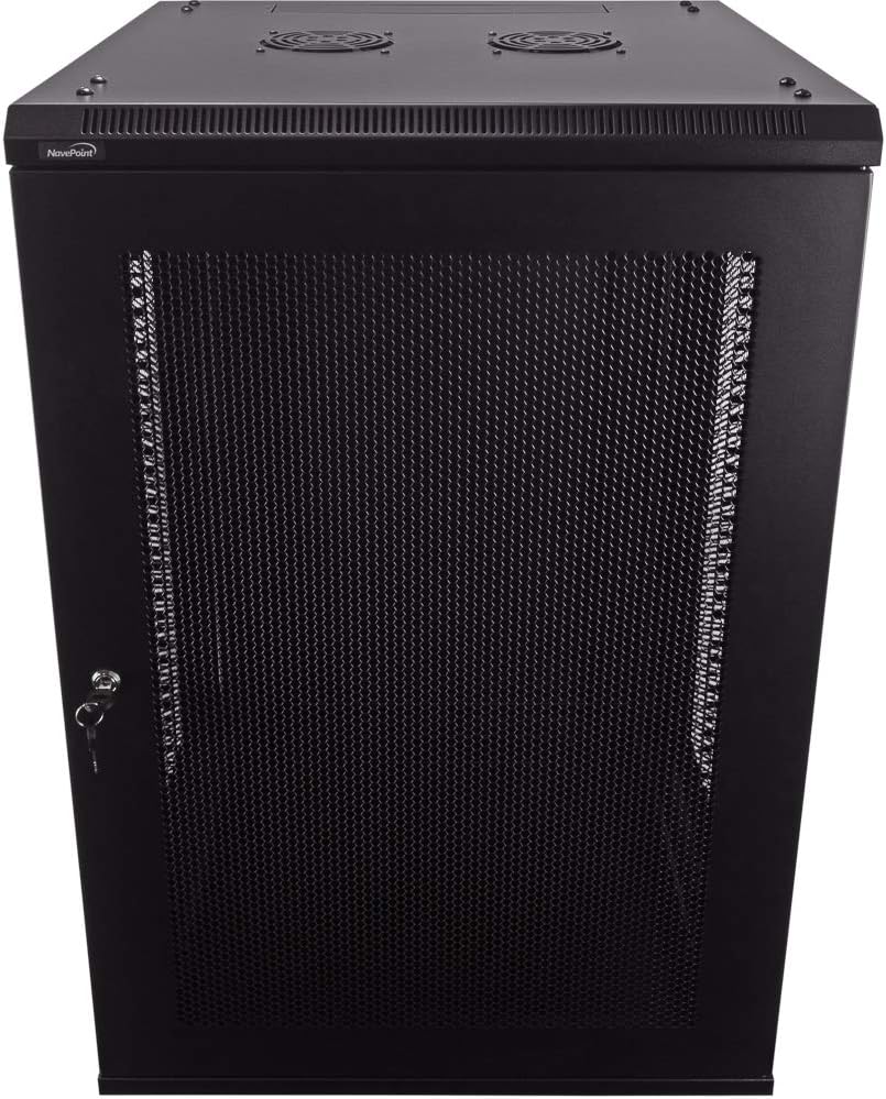18U Wallmount Cabinet Enclosure 19-Inch Server Network Rack with Locking Perforated Door Black Y744887