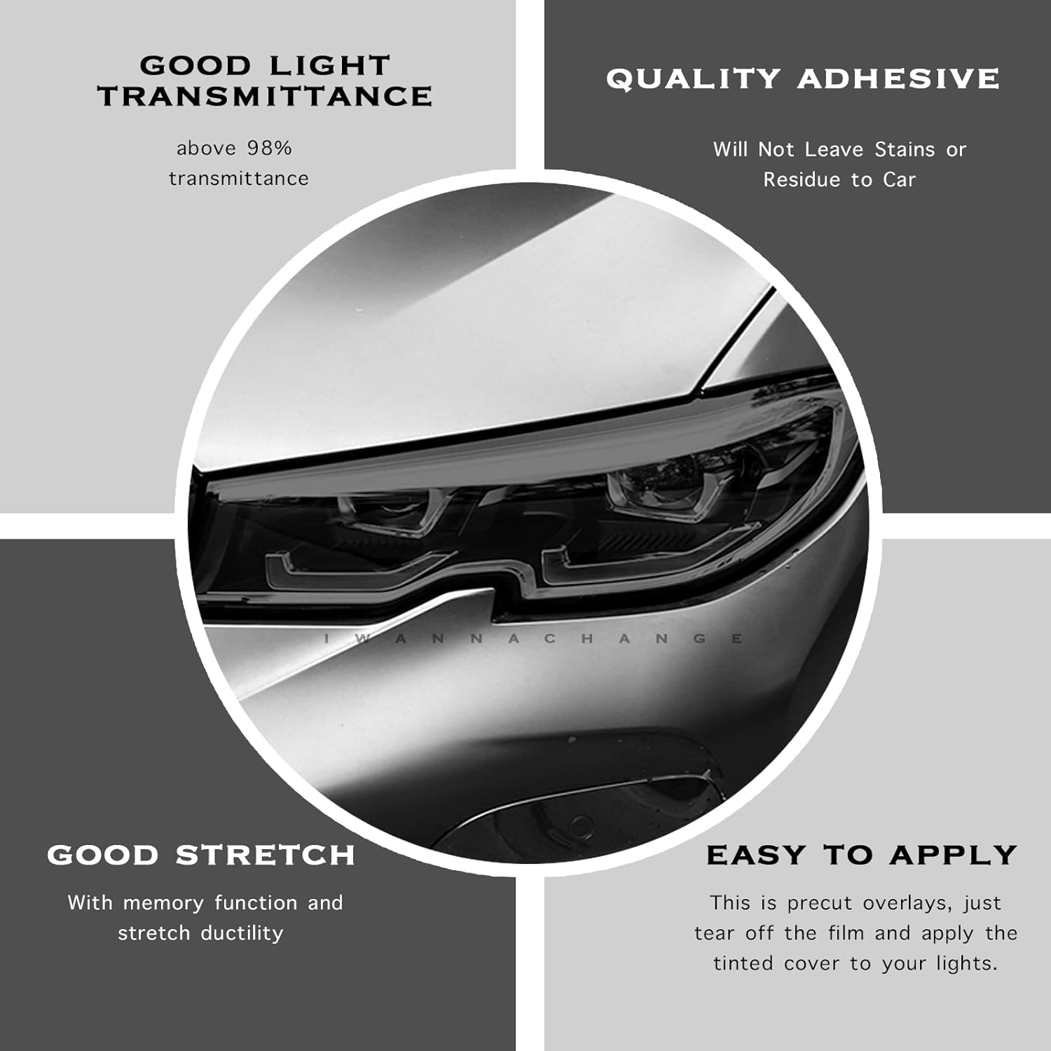 Gloss Dark Smoke Precut Vinyl Overlay Tint Kit Film X82657