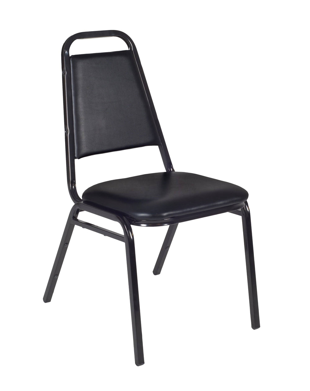 Beige 30x22 Round Breakroom Table with 4 Black Restaurant Stack Chairs R799681