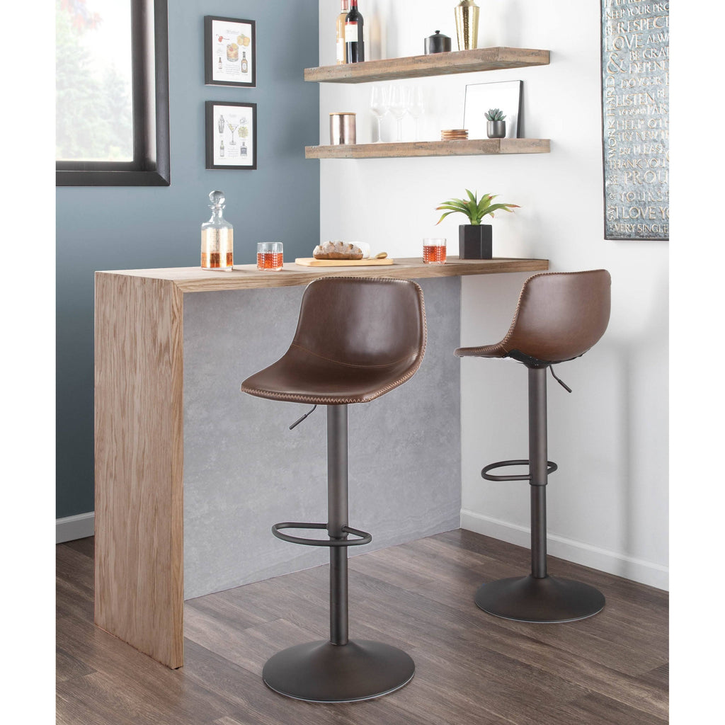 Set of 2 Brown Faux Leather Bar Stool V422924