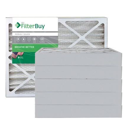 Silver MERV 8 24x28x4 Pleated AC Furnace Air Filter, Pack of 6 C9553