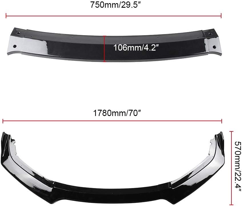 3pcs Front Bumper Lip Splitter Black Trim Protection Spoiler L85905