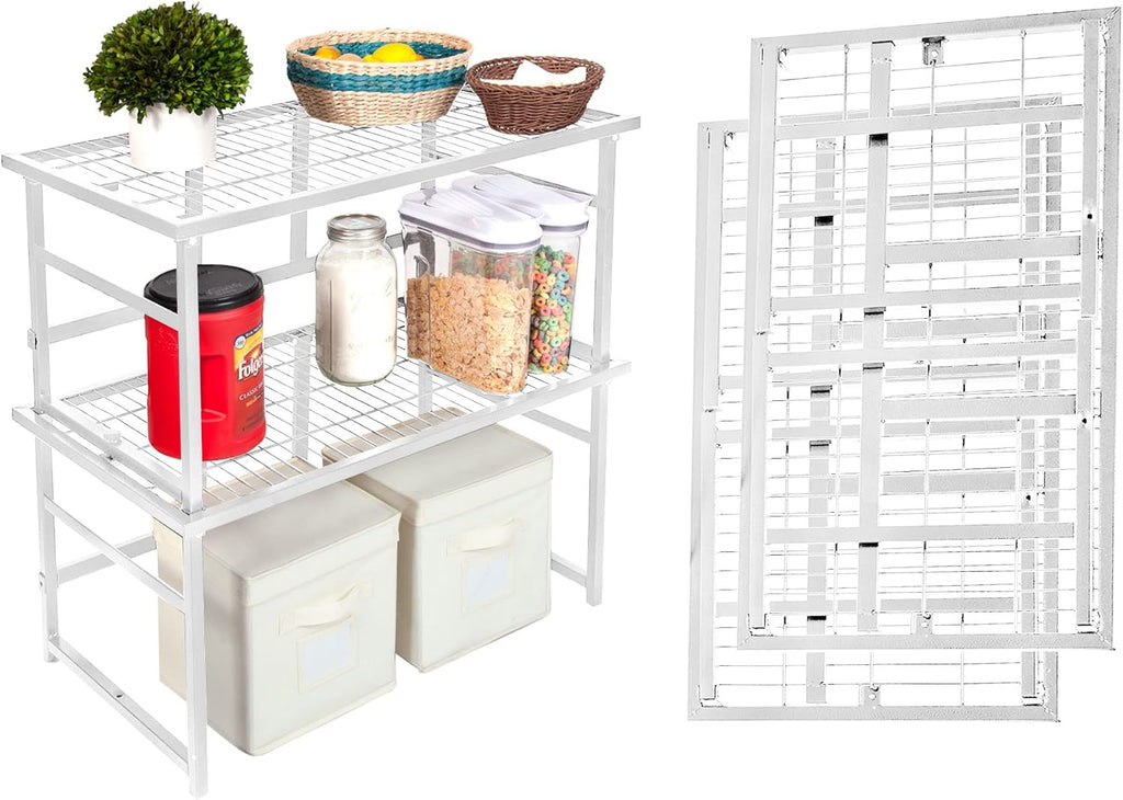 Stackable Steel Storage Shelf 2-Pack White A2515