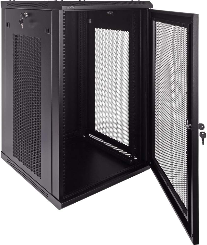 18U Wallmount Cabinet Enclosure 19-Inch Server Network Rack with Locking Perforated Door Black Y744887