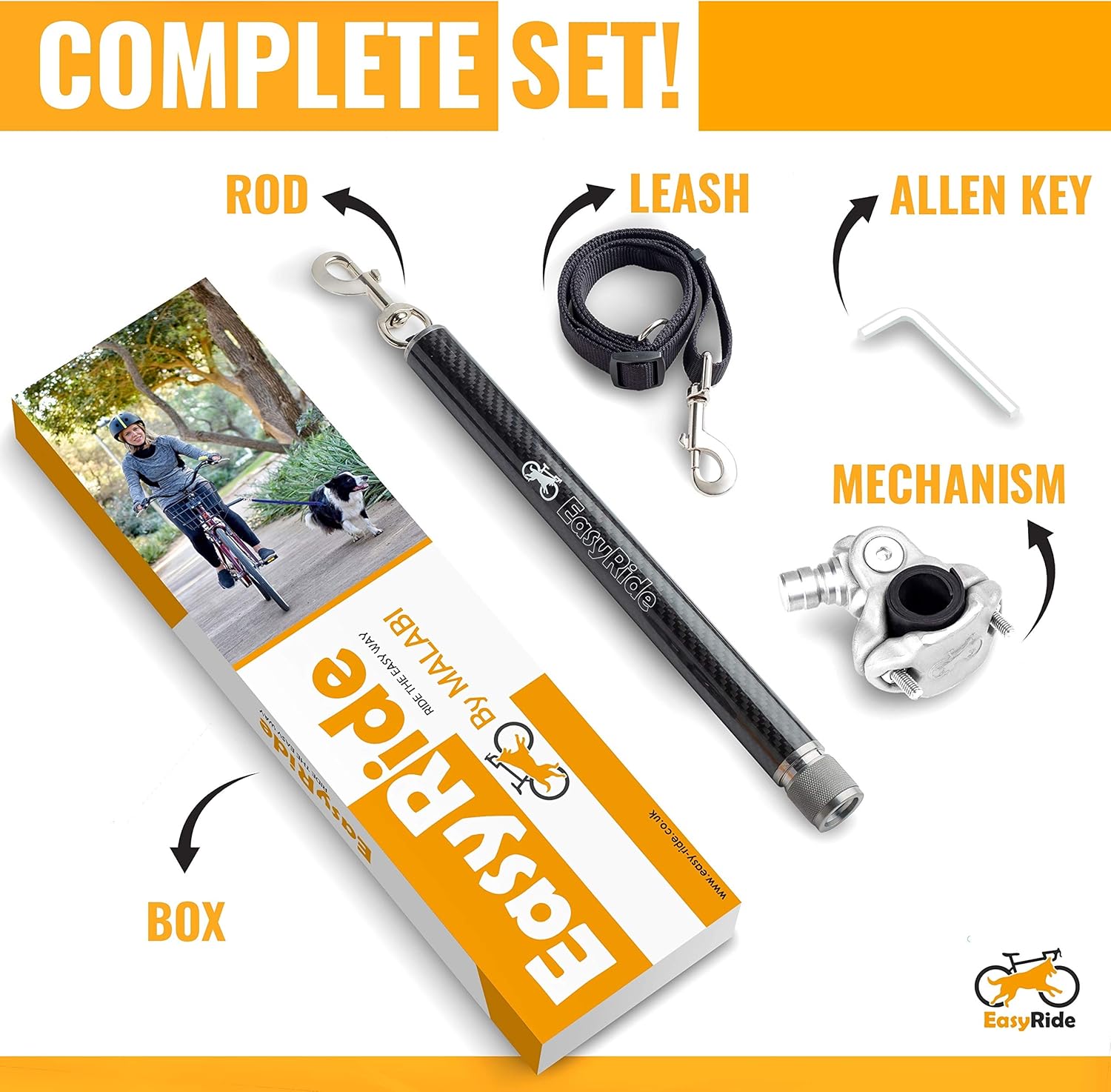 180° Rotating Dog Bike Leash with Shock Absorbers and Quick Attach Mechanism E2635