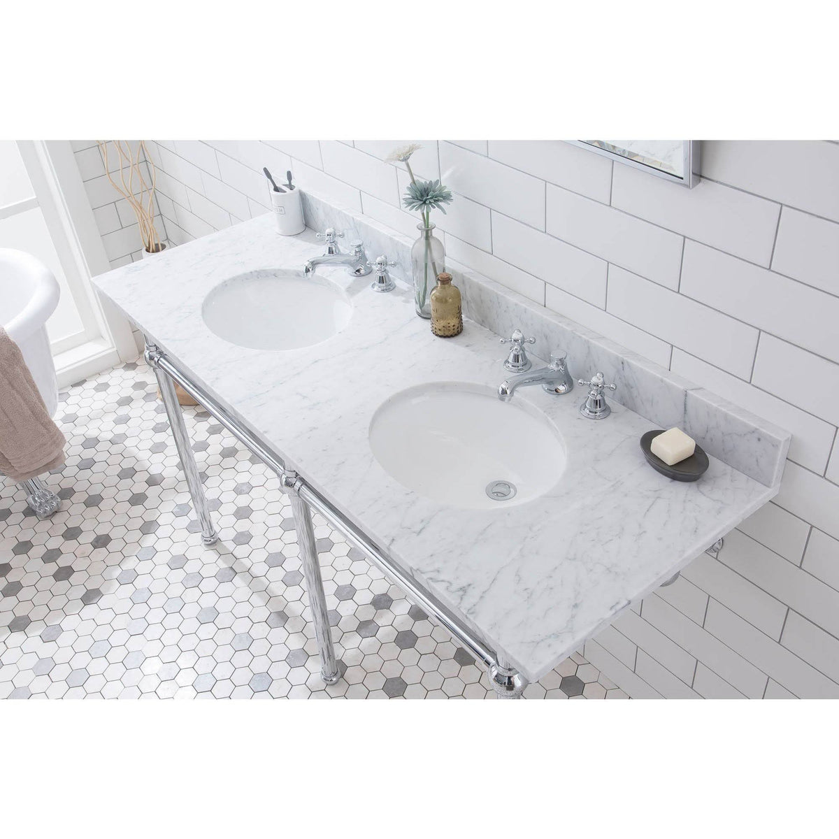 60x22 Double Wash Stand in Chrome P62699