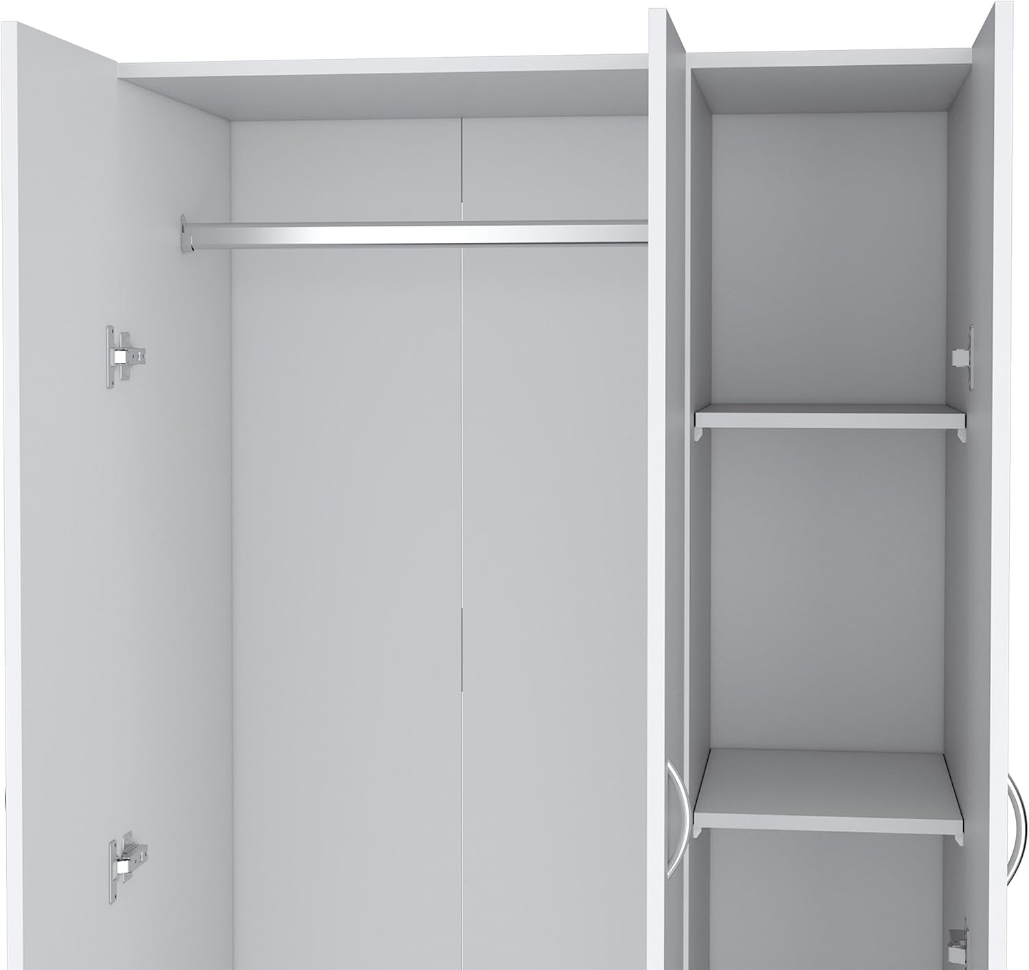 White 3-Door Wardrobe Armoire with 2 Drawers J987873