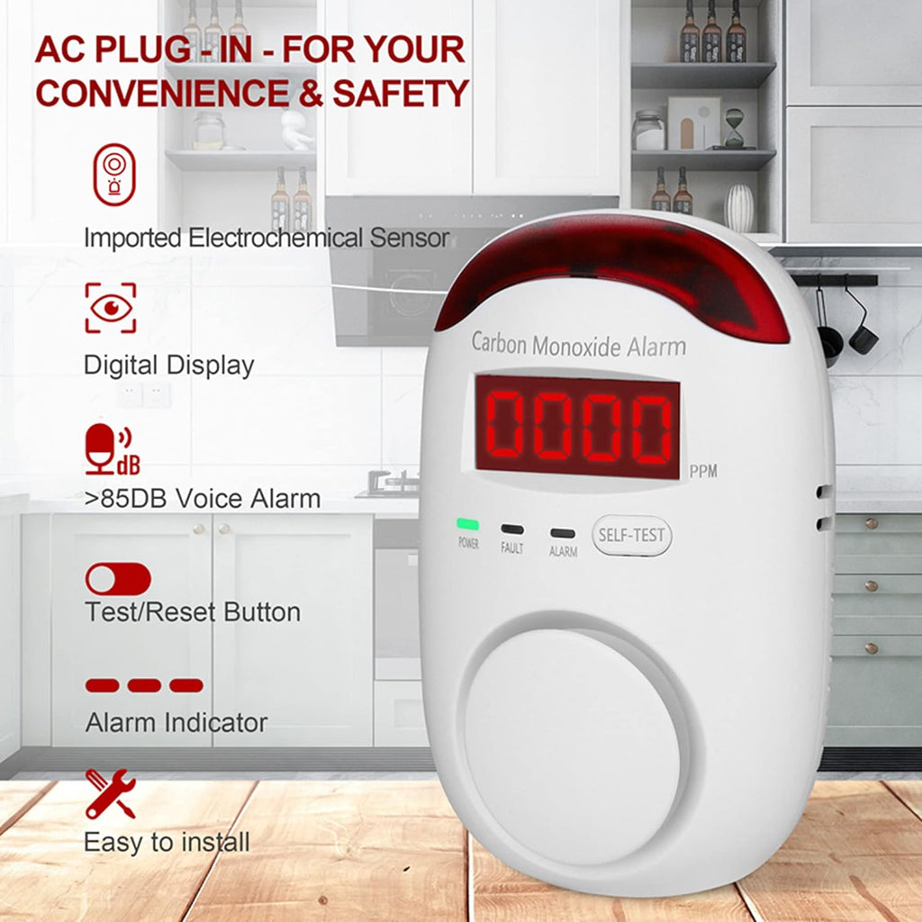 2 Pack Carbon Monoxide Detectors with Digital Display P524