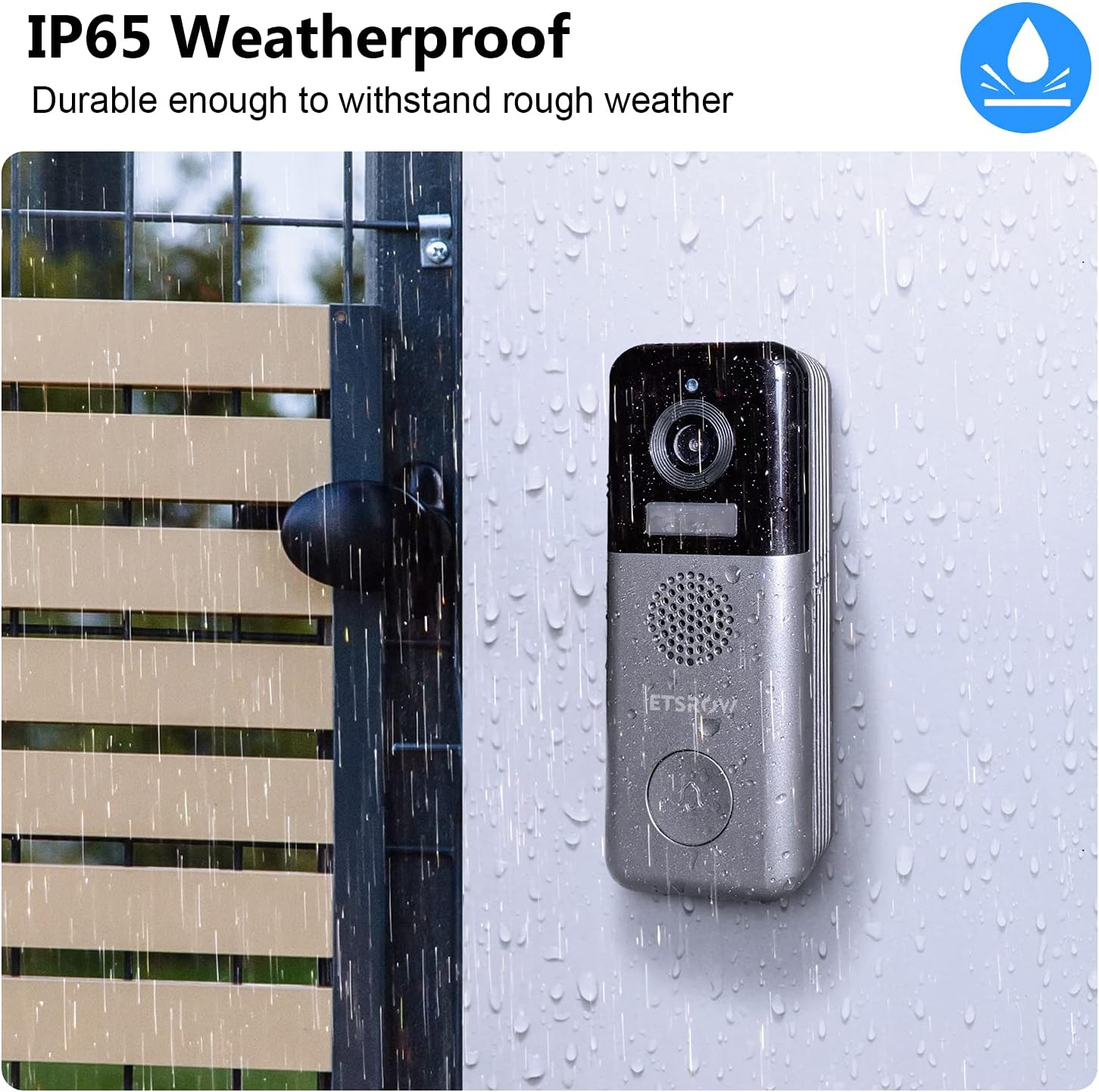 Wireless Video Doorbell Camera with Chime, 2K Resolution, 10000mAh Rechargeable Battery, IP65 Weatherproof T81779